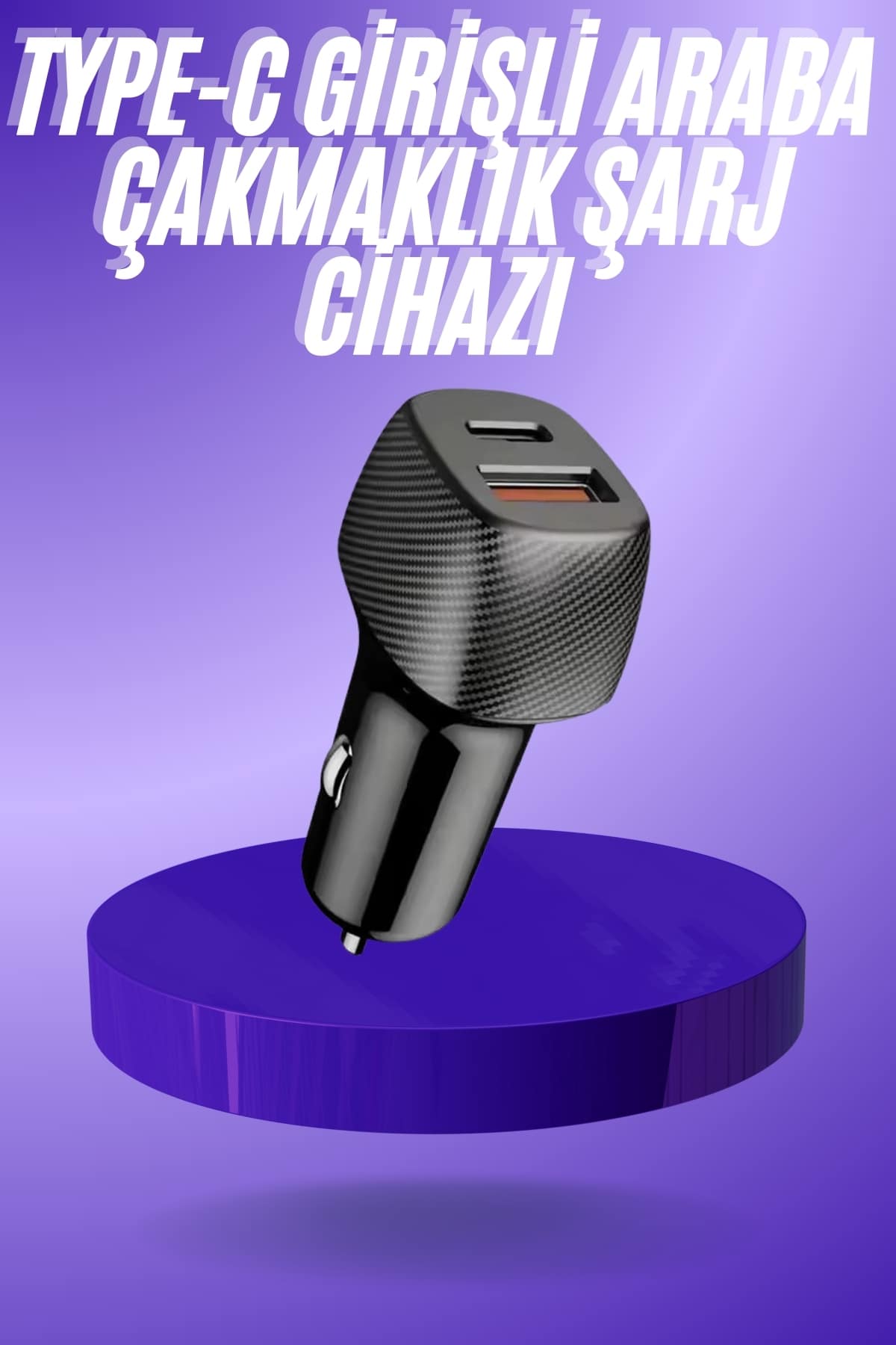 38W USB Type-C Girişli Oto Çakmaklık Araç İçi Hızlı Şarj Çakmaklık Şarj Aleti