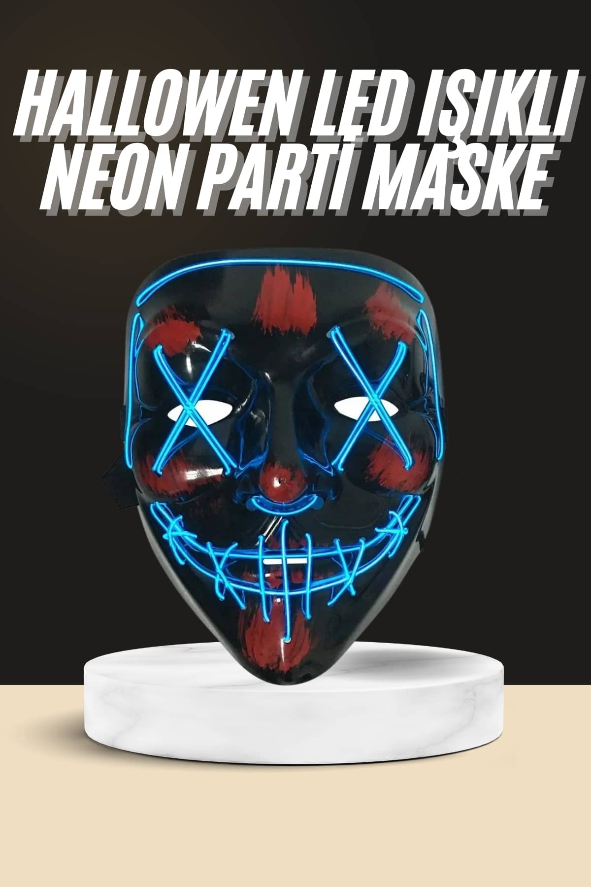 Işıklı Led Maske Parti Eğlence Maskesi Hallowen Neon Maske