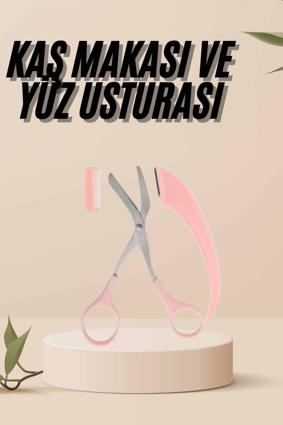 Kavisli Kaş Kirpik Düzeltici Bıyık Alma Taraklı Kaş Makası Yüz Bakım Seti Makas