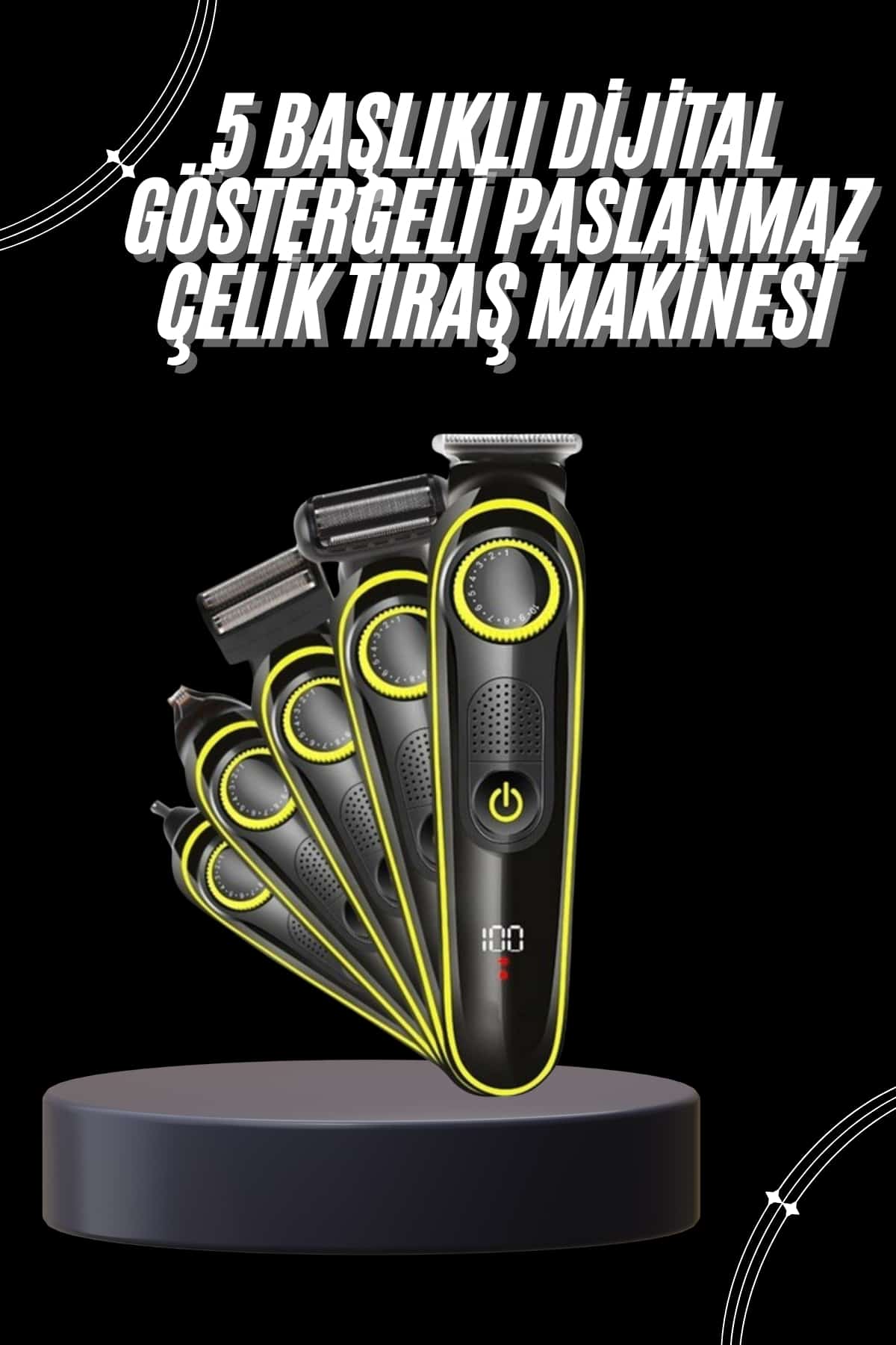 Unısex Çok Fonksiyonlu Bakım Seti Led Göstergeli Tıraş Makinesi Saç Sakal Vücut