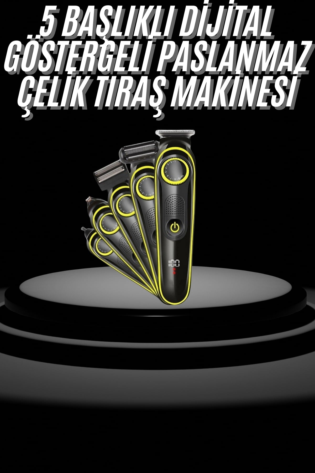 Saç Sakal Şekillendirici Tıraş Makinesi 5 Başlıklı Paslanmaz Çelik Bıçaklı Unısex