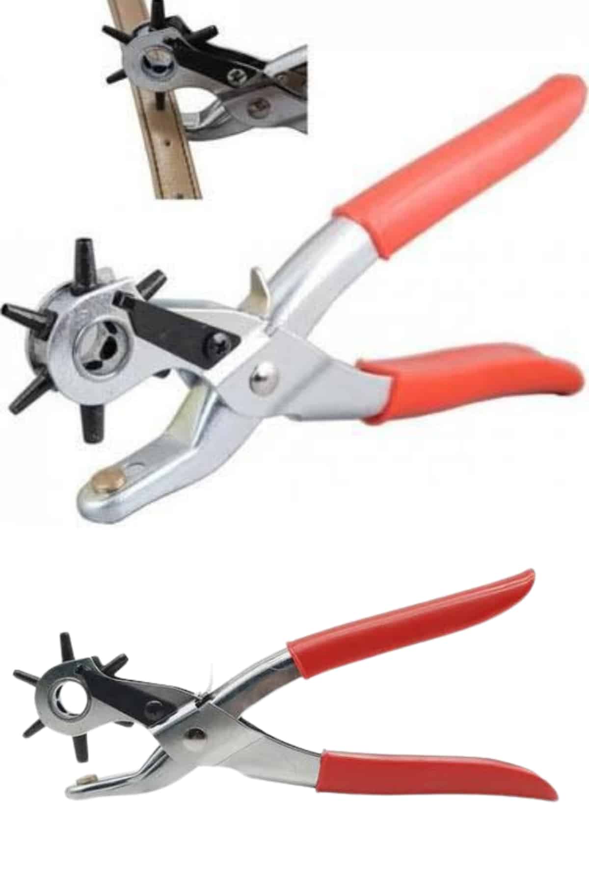 6 Farklı Boyutta Kemer Delme Pensesi – Pratik ve Dayanıklı Delik Açma AracıKemerlerinize veya diğer deri eşyalarınıza yeni bir delik eklemek artık zahmetsiz! Bu 6 Farklı Boyutta Kemer Delme Pensesi