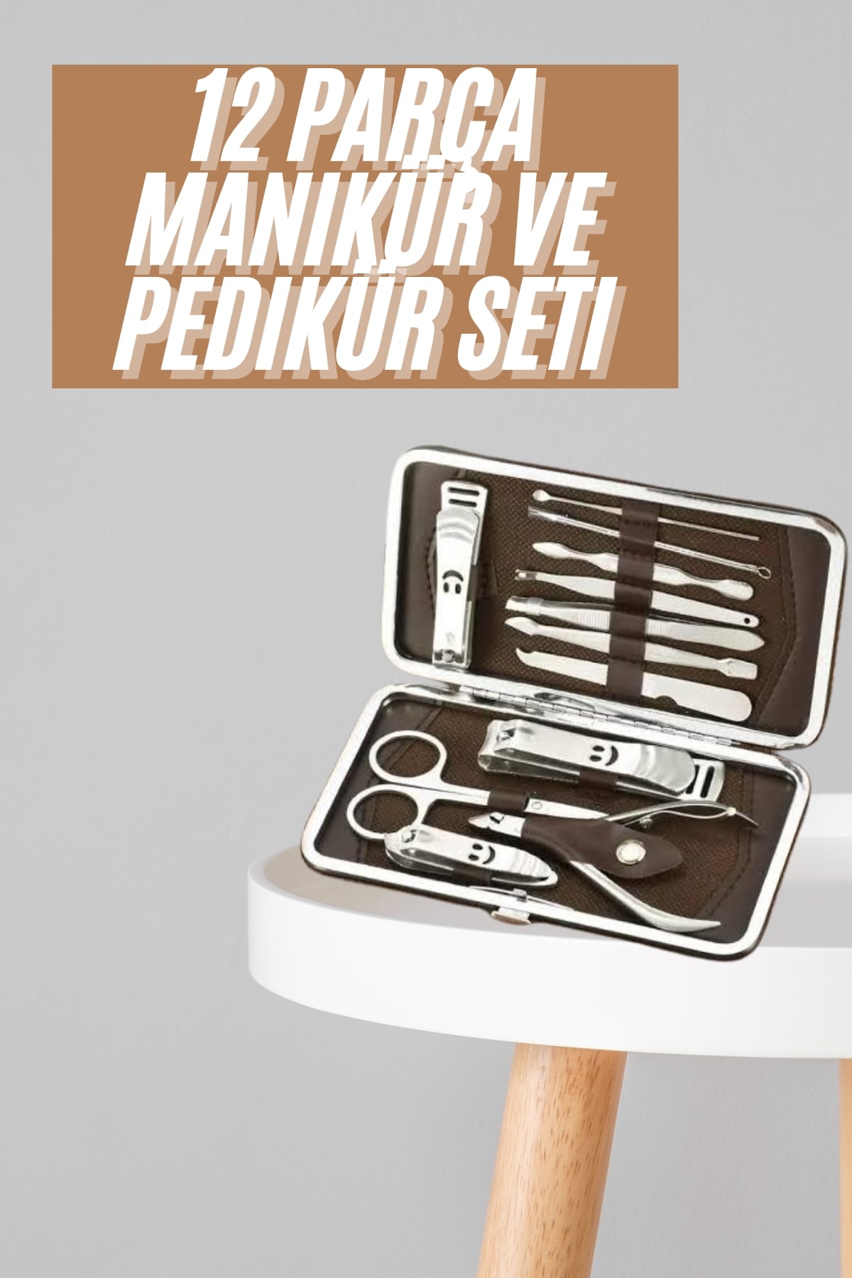 Tırnak Bakım Seti Tırnak Düzeltme Batık 12 Parça Çanta Tipi Manikür Pedikür