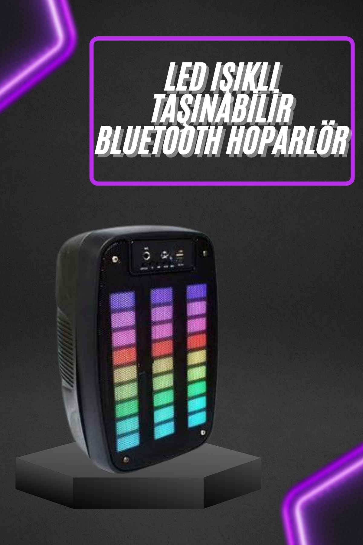 Taşınabilir 6.5 inç LED Bluetooth Kareoke Hoparlör RGB Işıklı Radyolu
