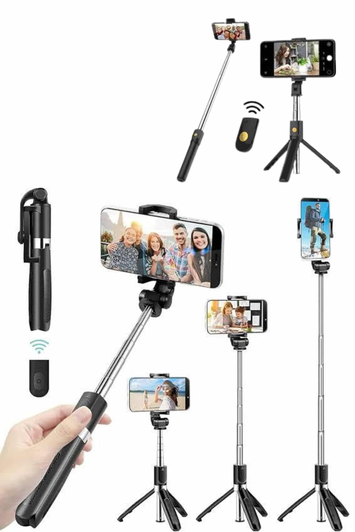 Bluetooth Uzaktan Kumandalı Tripod Selfie ÇubuğuKompakt ve hafif tasarımıyla her an yanınızda taşıyabileceğiniz bu selfie çubuğu