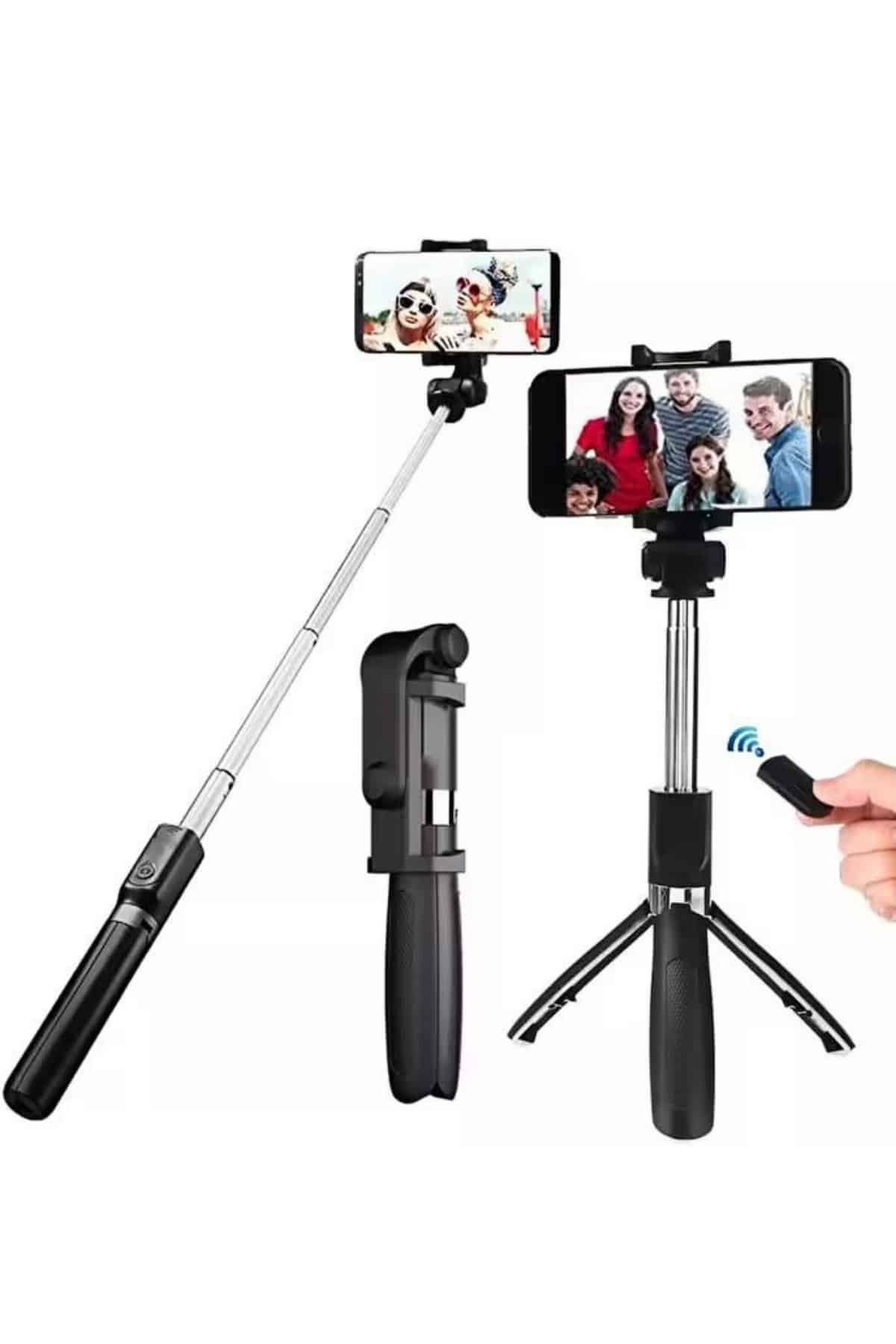 Bluetooth Uzaktan Kumandalı Tripod Selfie ÇubuğuHafif ve kompakt tasarımı ile her an yanınızda taşıyabileceğiniz bu selfie çubuğu