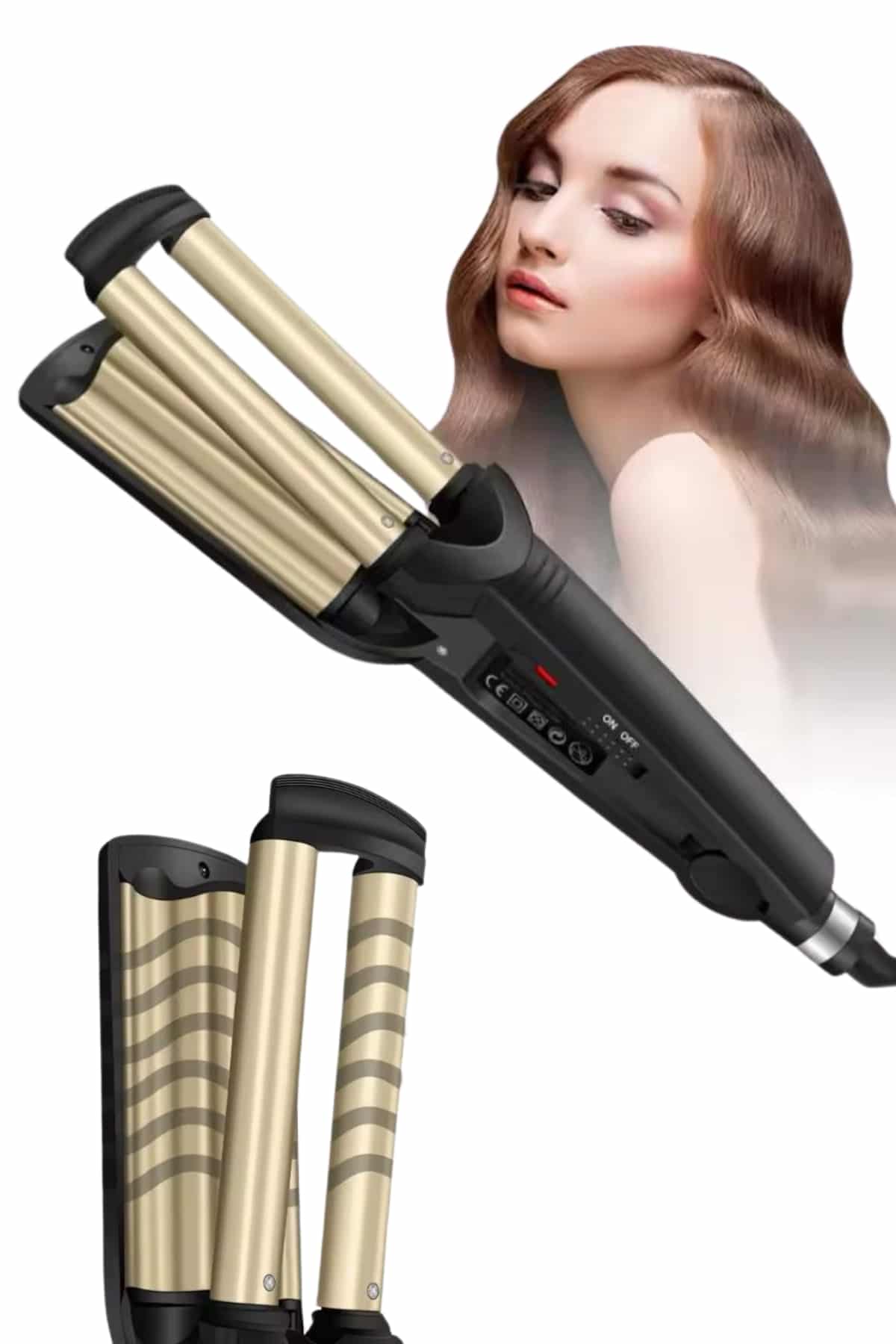 Titanyum Seramik Teknoloji ve Şık TasarımGold renkli titanyum seramik saç maşası