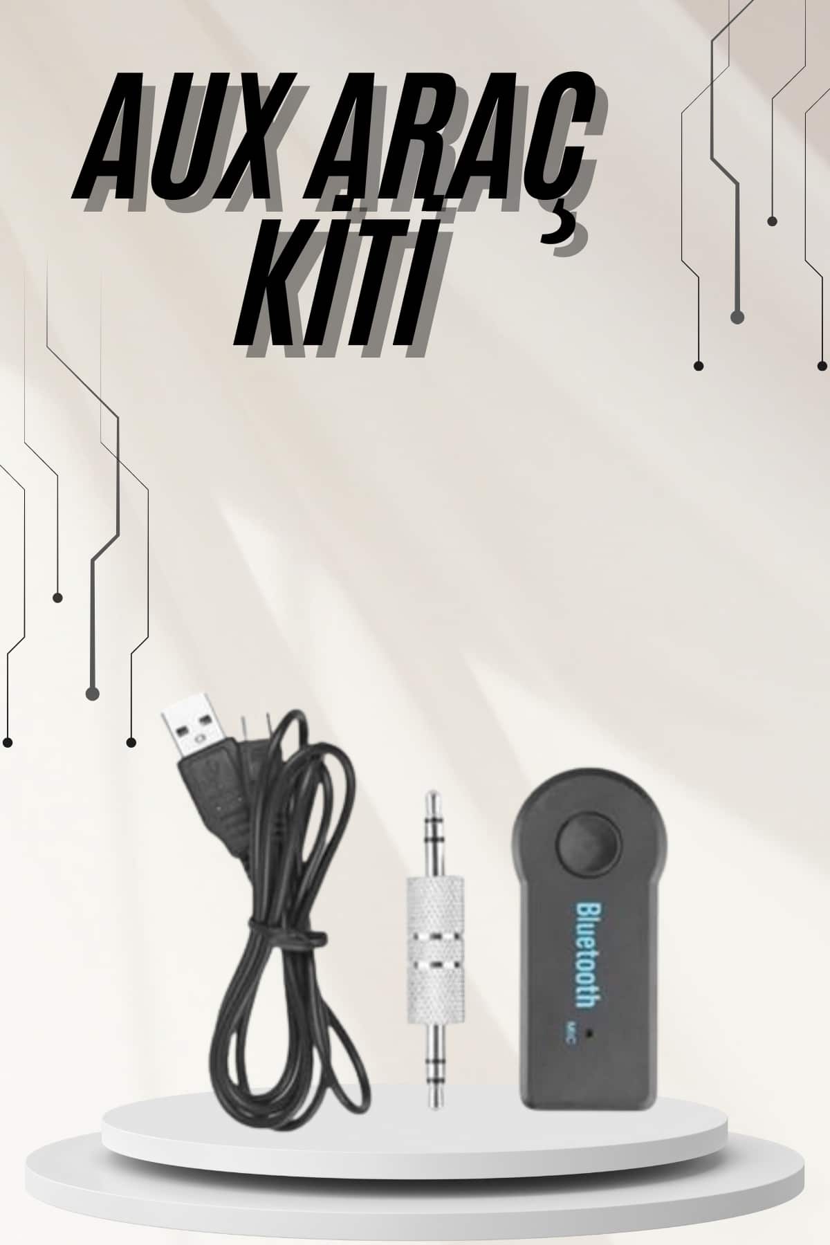 Yeni Nesil Bluetooth Aux Araç Kiti Siyah TV Tablet Telefon Araç Araba