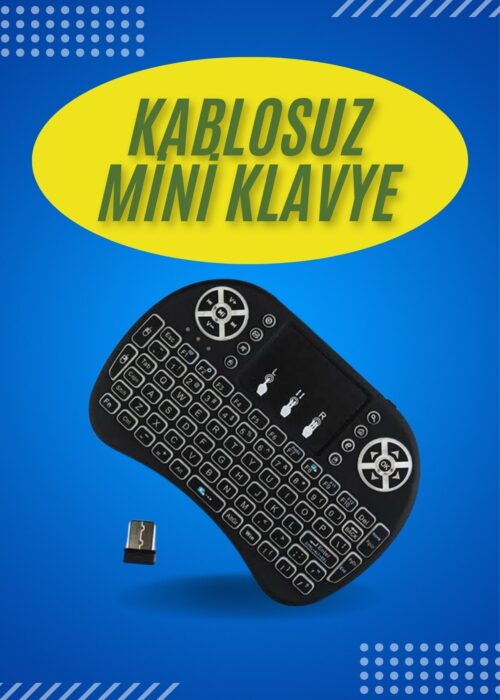 Işıklı Kablosuz Mini Klavye ve Dokunmatik Mouse Seti Türkçe Kablosuz