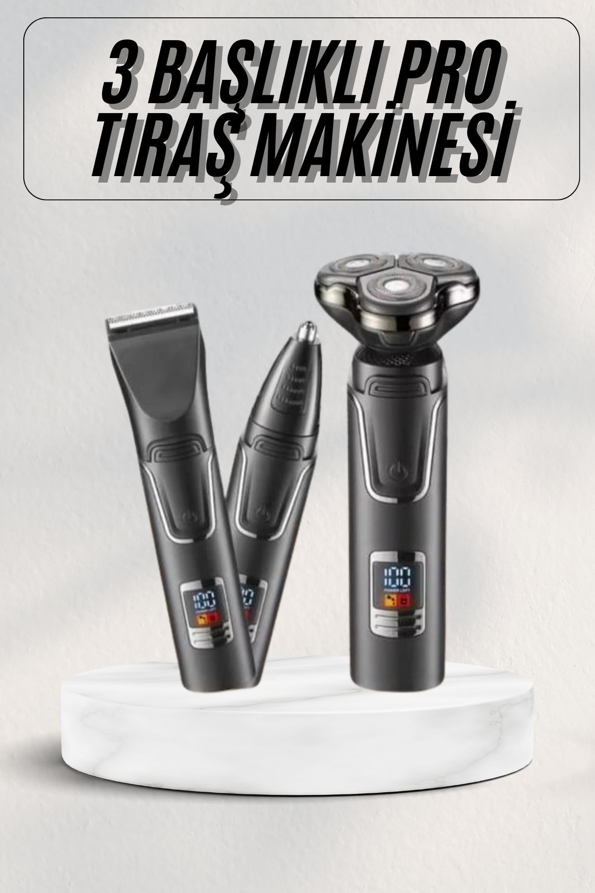 Yüksek Performanslı 3 Başlıklı Profesyonel Şarjlı Islak ve Kuru Kullanıma Uygun