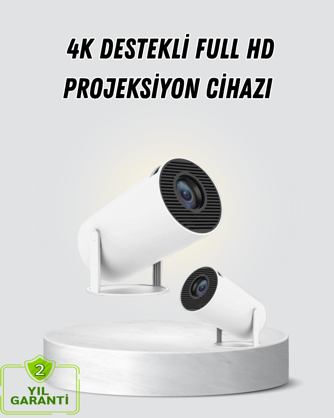 Full HD 4K Destekli Akıllı Projeksiyon – 130 inç Ekran Uzun Ömürlü Ampul ve Çoklu Giriş