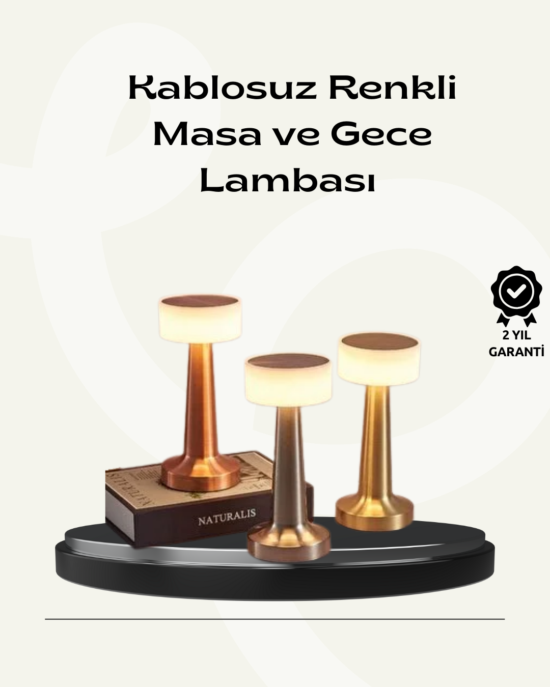 Modern USB'li Kablosuz Masa Lambası – Minimalist Tasarım 3 Farklı Parlaklık