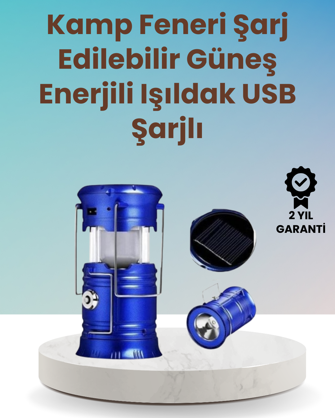 Şarj Edilebilir Güneş Enerjili Kızaklı Kamp Feneri – USB Çıkışlı Katlanabilir Dayanıklı ve Çok Fonksiyonlu