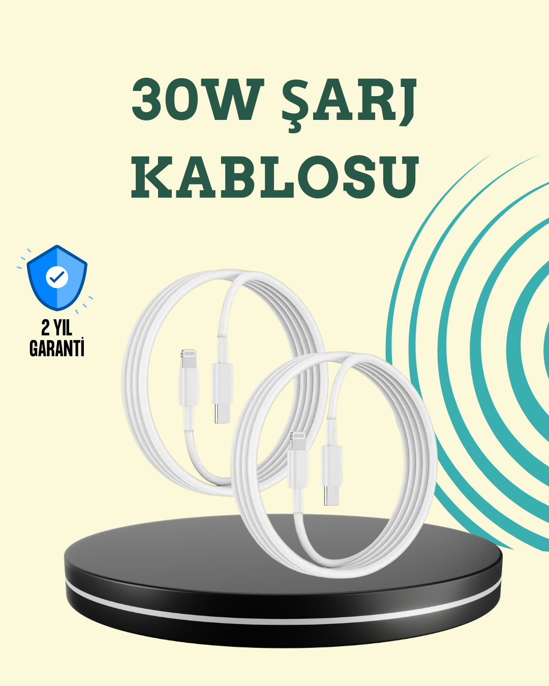 Aşırı Şarj ve Pil Koruması ile Akıllı Çipli Lightning Kablo 1.2m