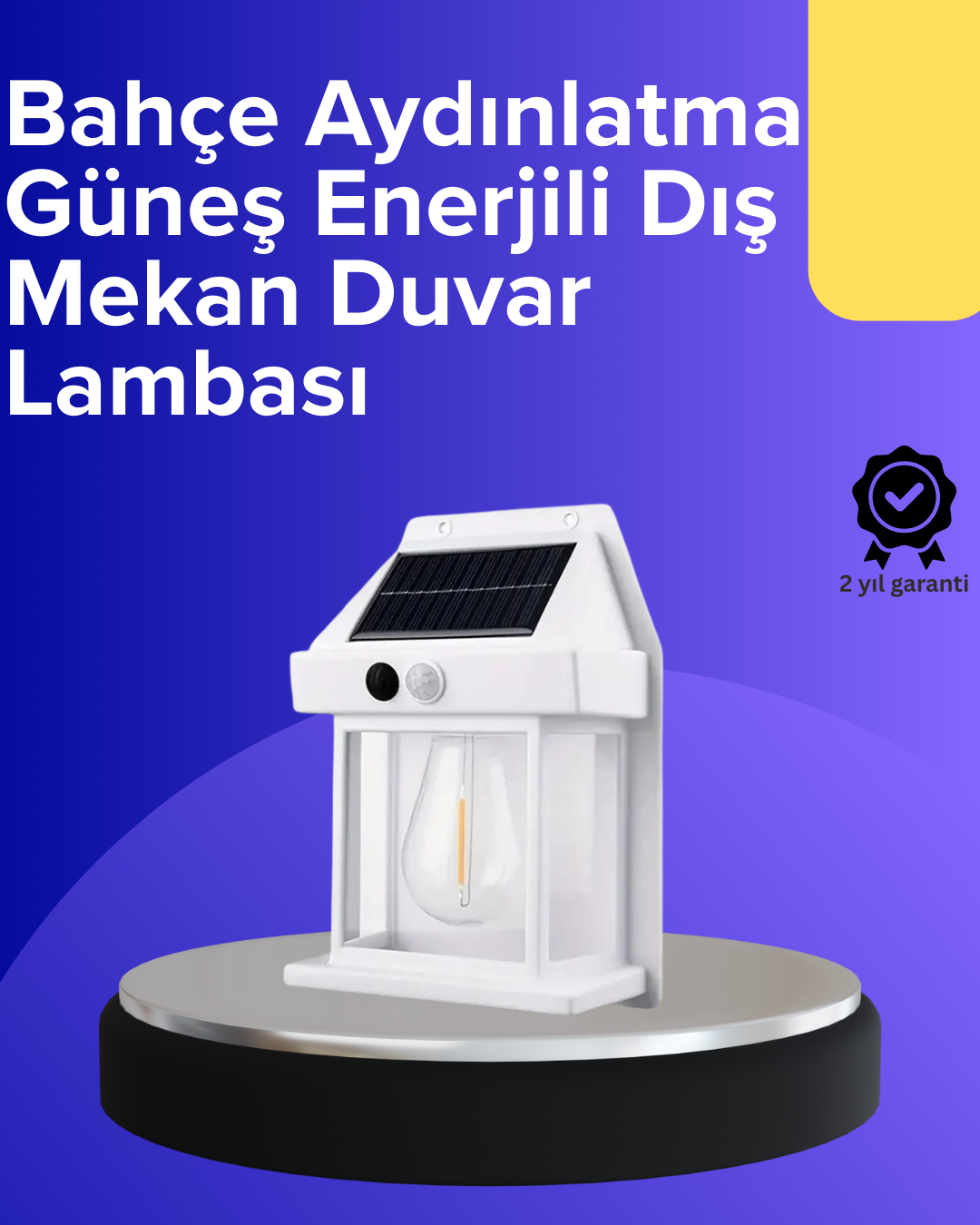 Güneş Enerjili Hareket Sensörlü Duvar Lambası