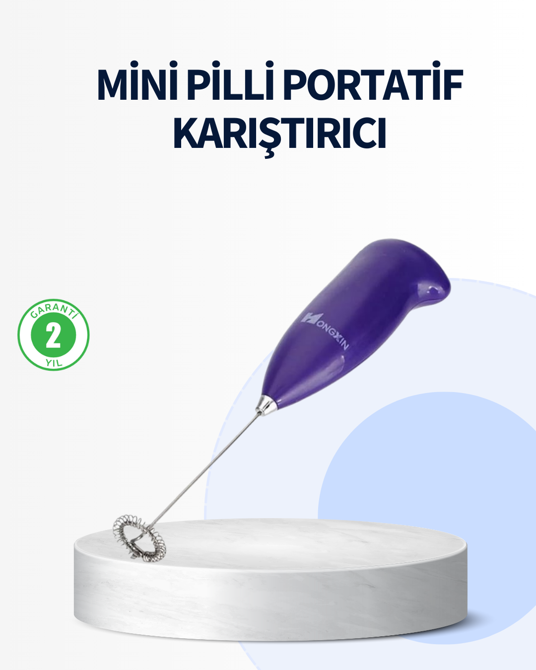 Mini Pilli Portatif Karıştırıcı – Cappuccino Latte Frappe ve Kahve Köpürtücü