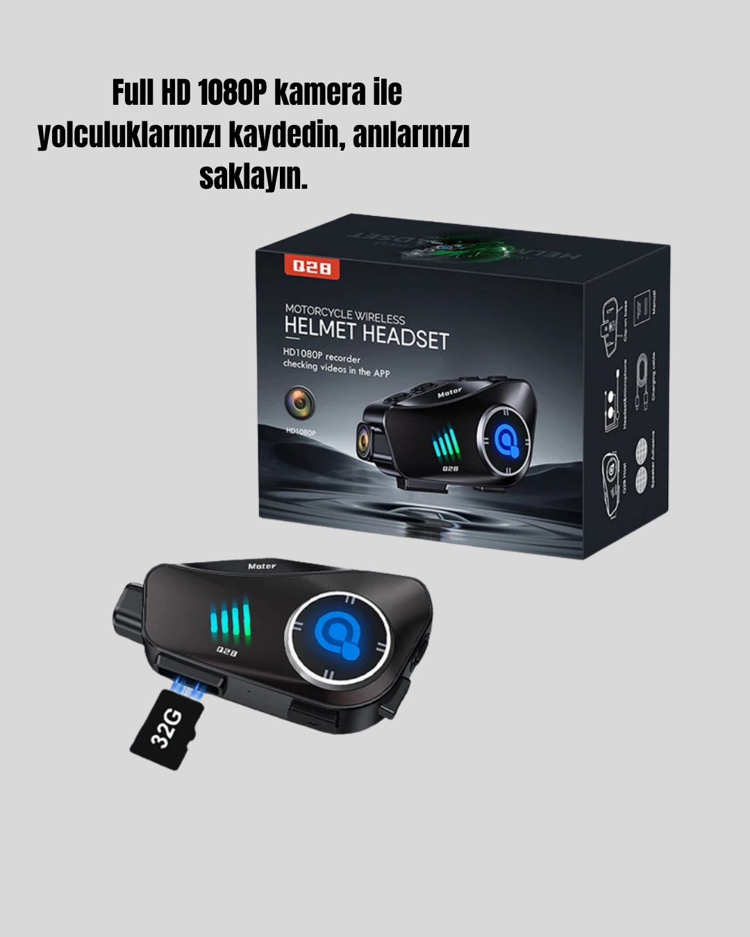 sadece bir kulaklık değil aynı zamanda yol güvenliğiniz için tasarlanmış akıllı bir teknolojidir. 1080P yüksek çözünürlüklü kamera