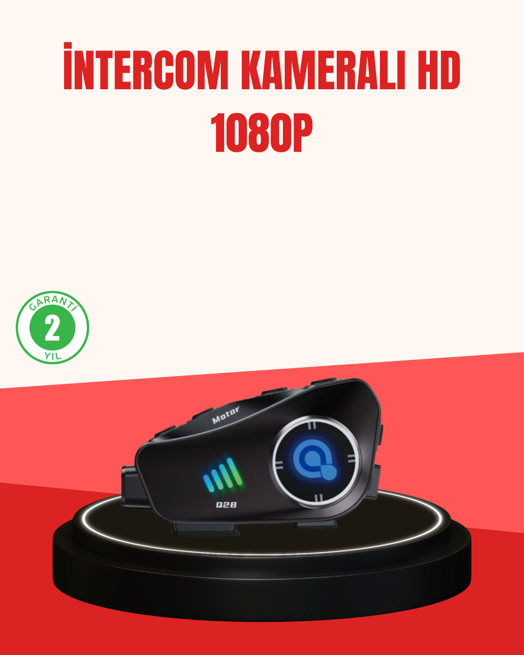 Q28 Kameralı Motosiklet Kask Kulaklık Bluetooth 5.3 Su Geçirmez 1080P HD