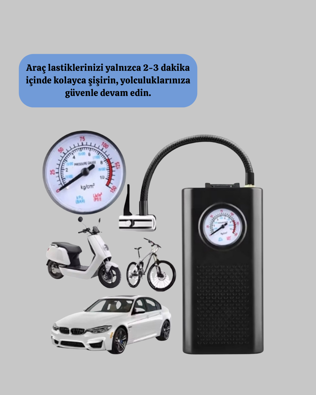 Bu taşınabilir elektrikli hava pompası