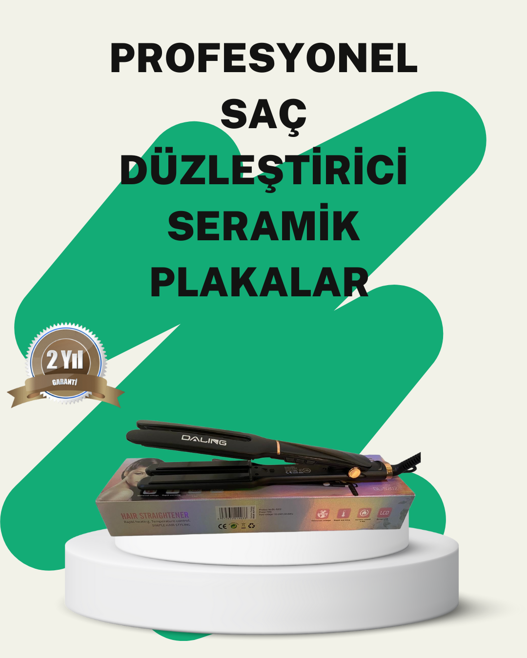 Daling Profesyonel Saç Düzleştirici Seramik Yüzey Tüm Saç Tipleri İçin