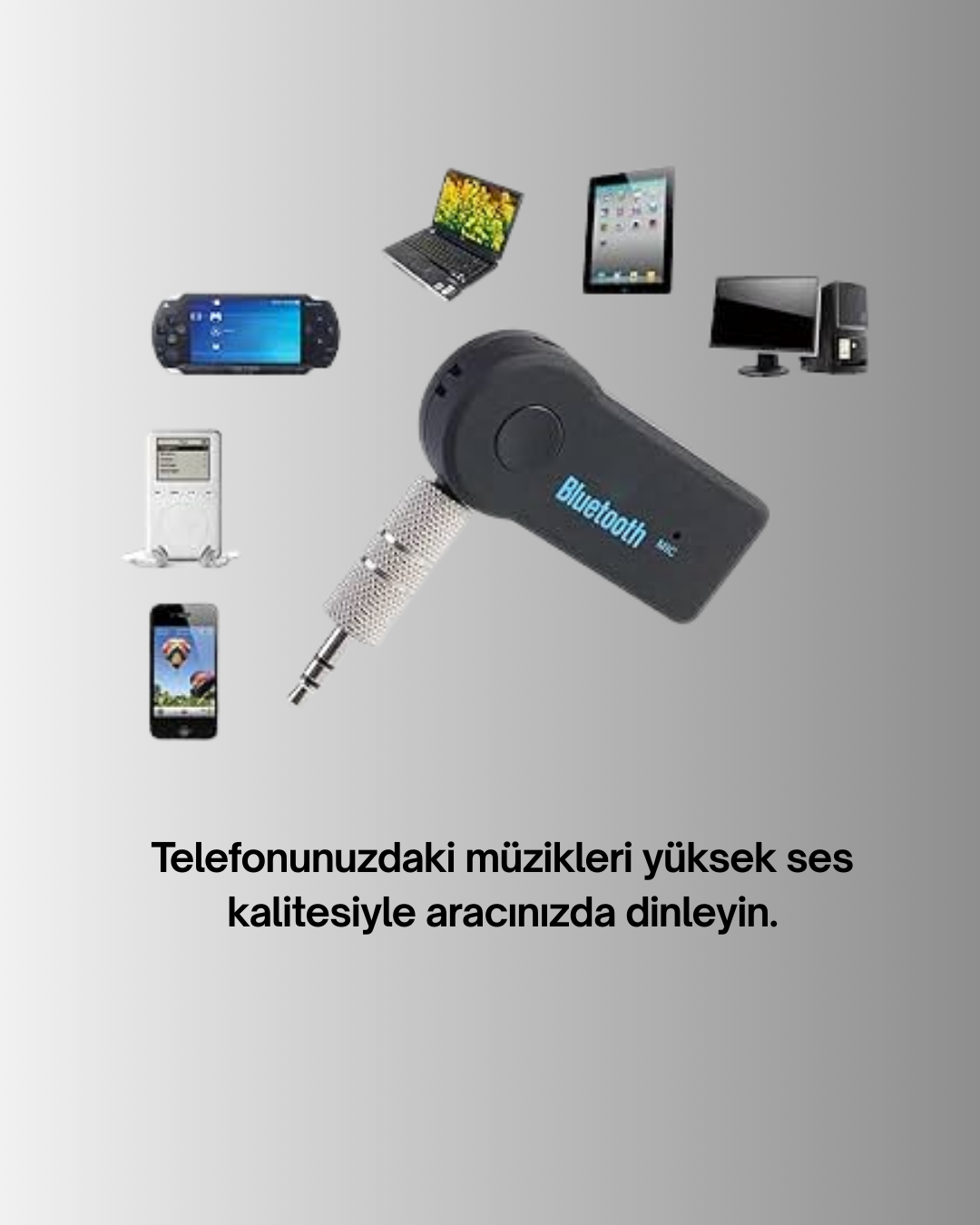 aracınızda kablosuz müzik dinleme ve eller serbest telefon görüşmeleri yapma imkanı sunar. Aux girişine sahip tüm araç ses sistemleriyle uyumlu olan bu cihaz
