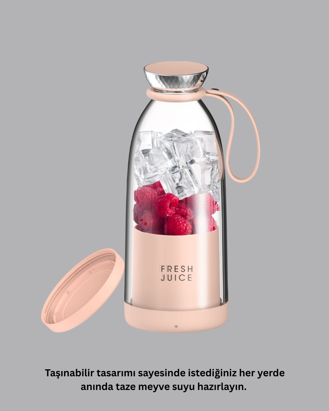 Gıda sınıfı cam gövdesi ve çevre dostu tasarımıyla öne çıkan bu taşınabilir blender