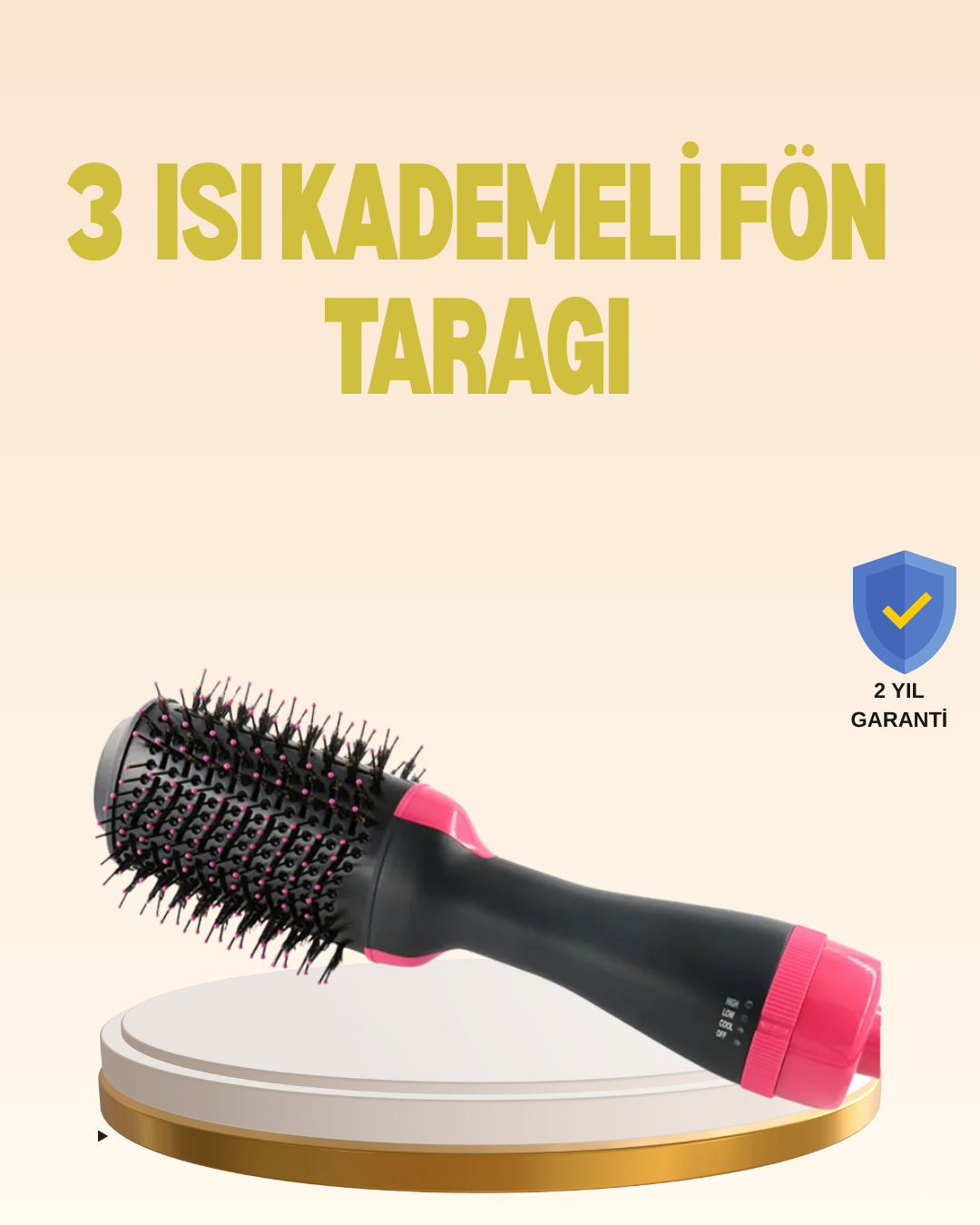 3 Isı Kademeli 1200W Saç Şekillendirme Fırçası.