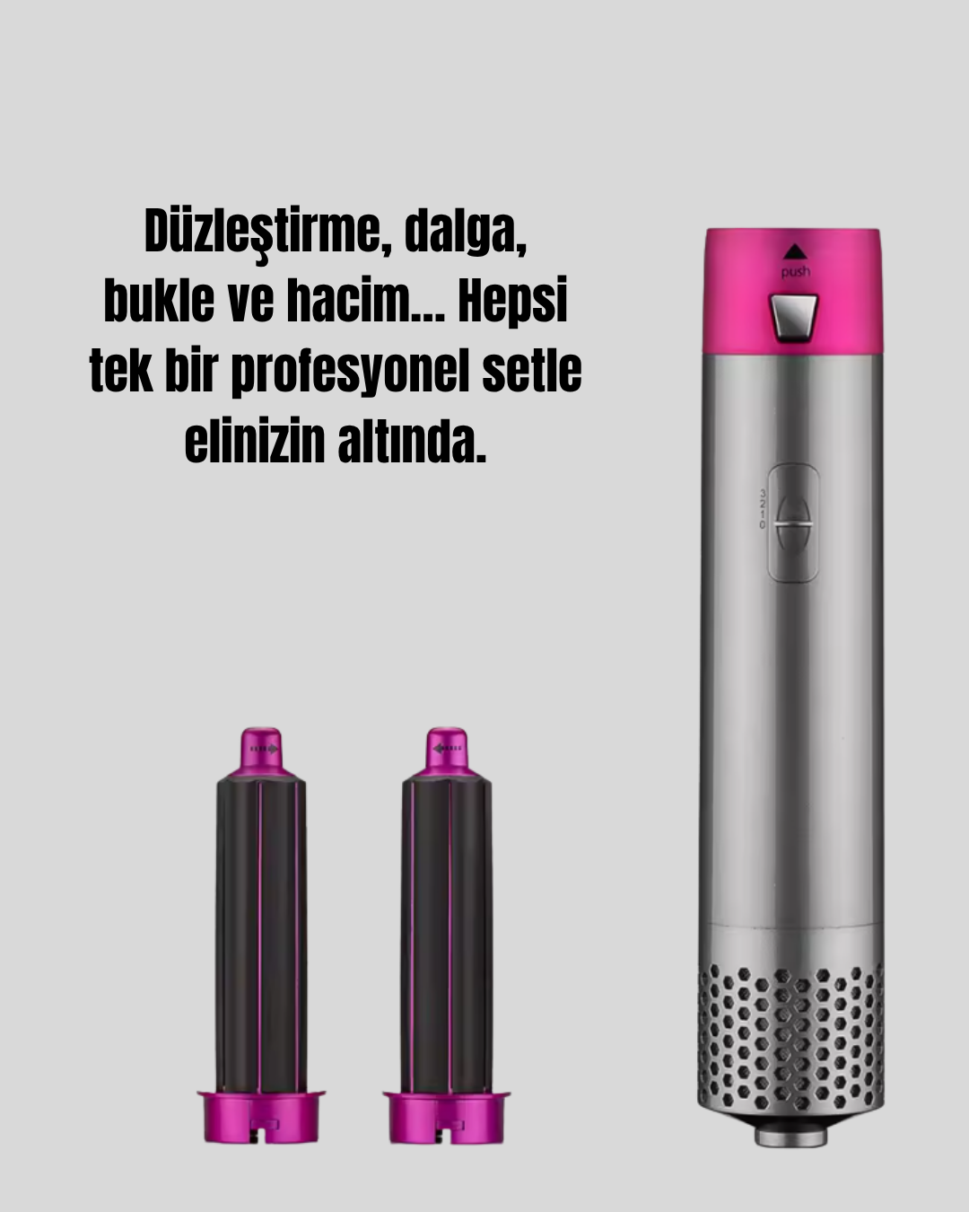doğal dalgalar yaratmaya veya hacimli bukleler oluşturmaya kadar tüm stiller artık sizin kontrolünüzde. 5 farklı başlık sayesinde her gün yeni bir görünüm deneyebilirsiniz. Negatif iyon teknolojisi ile saçlarınız hem şekillenir hem de yumuşacık olur. Günlük stilinizi kolayca değiştirmek isteyen herkes için ideal bir çözümdür.