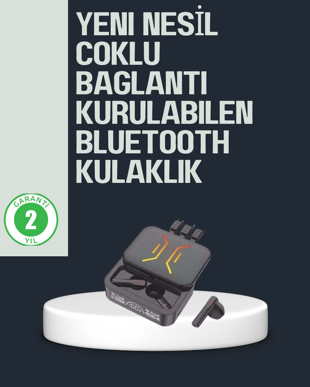 Kablosuz Bluetooth 5.0 Kulaklık – 300mAh Şarj Kutusu