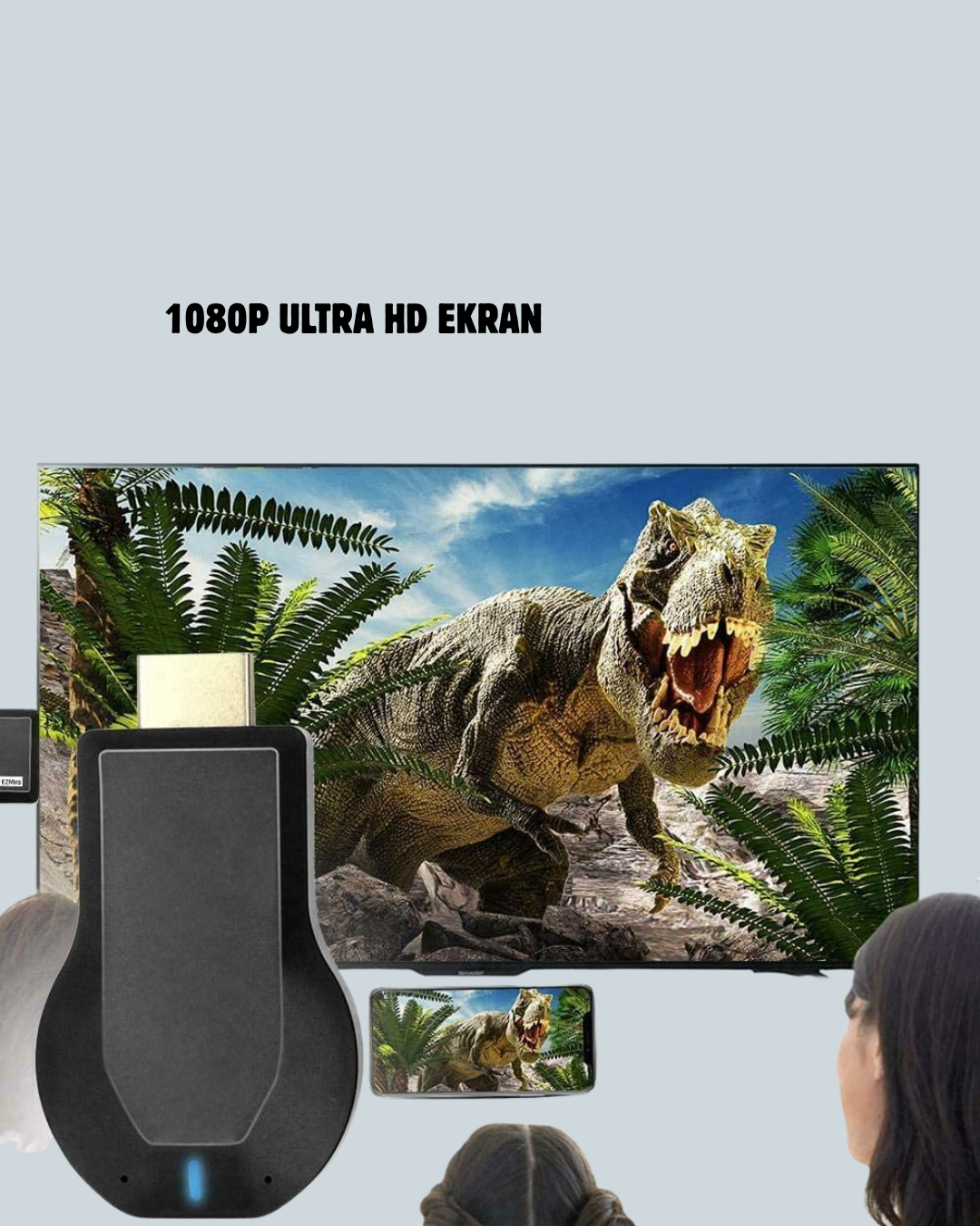 tak-çalıştır özelliğiyle kullanıcılara sürücü veya uygulama yükleme zorunluluğu olmadan kablosuz ekran aynalama sunar. HDMI girişi olan TV