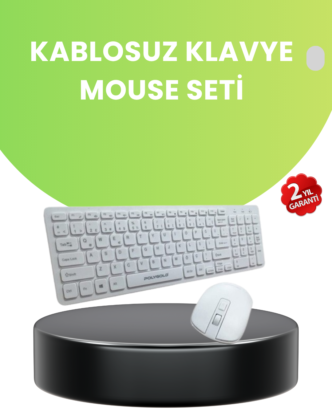 Ergonomik Kablosuz Klavye Mouse Takımı - Tam Boy Sessiz ve Güvenilir
