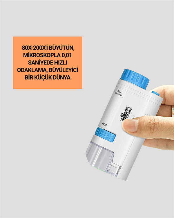 Bu LED ışıklı mini mikroskop