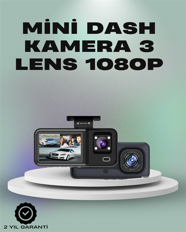 3 Kanallı Araç Kamerası – Full HD 1080P Kayıt 2” Ekran Park Gözetimi Desteği