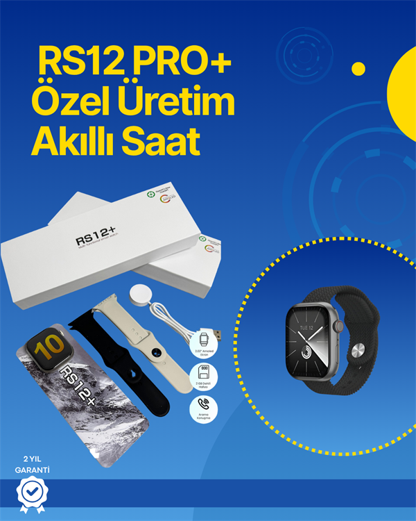 . RS12 PRO+ 2025 Serisi Full Ekranlı Akıllı Saat – 2GB Hafıza Titanyum Kasa Suya Dayanıklı Uzun Şarj Süresi Garantili Model