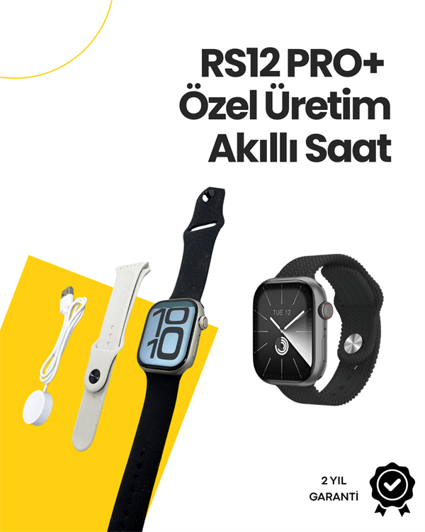RS12 PRO+ 2025 Serisi Özel Üretim Full Ekranlı Akıllı Saat – Nabız ve Uyku Takibi Bluetooth Arama Garantili Güçlü Batarya