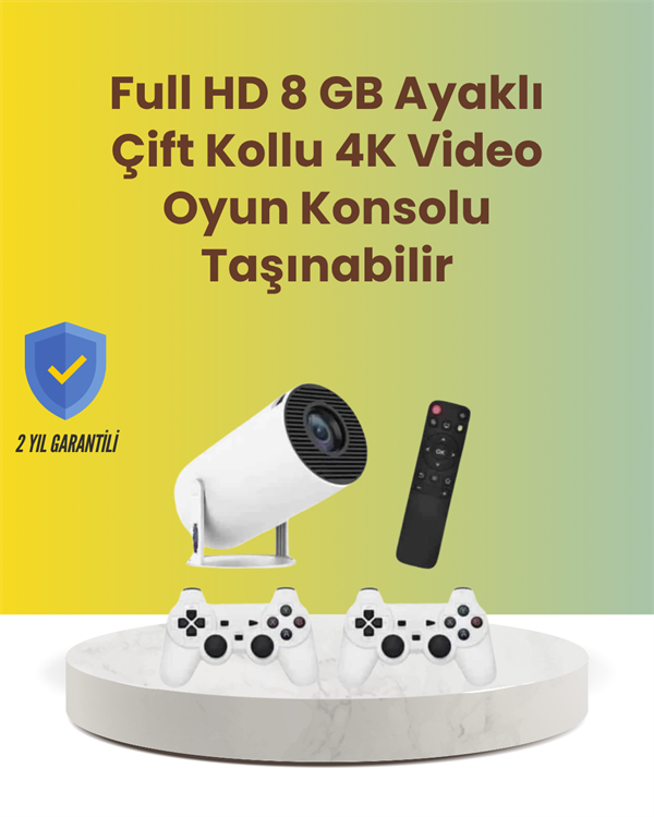TÇift Kollu Tasarımlı Kablosuz Projeksiyon – 4K 10.000 Oyun ve Smart App Desteği