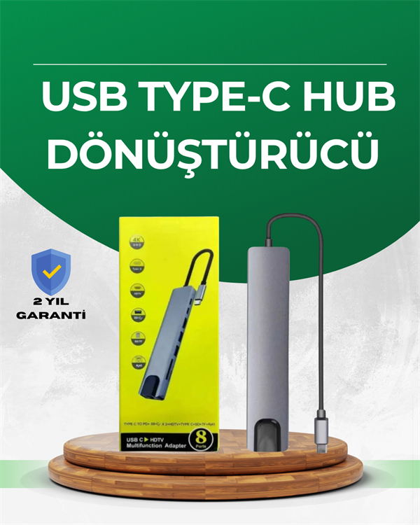 Type‑C Dönüştürücü – 2×USB3.0 SD/MS 4K HDMI & RJ45 ile Profesyonel Kullanım