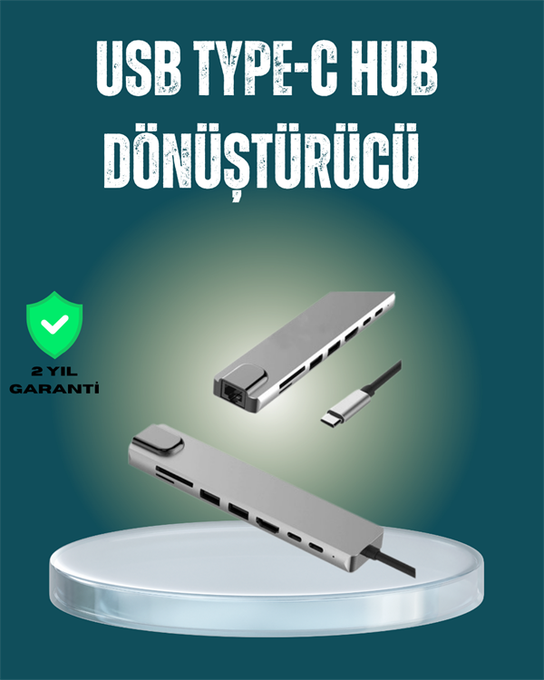 USB‑C Çoklu Bağlantı Merkezi – 5 Gbps 100‑240 V Sağlam Eloksal Tasarım