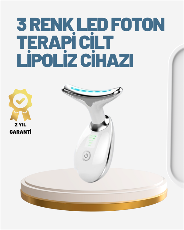 Cilt Yenileyici Şarjlı Güzellik Aleti – Pozitif/Negatif İyon Titreşimli Masaj ve Kırmızı-Mavi-Yeşil Işıkla