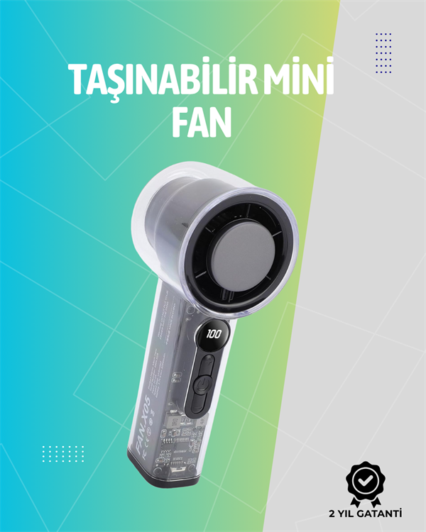 Mini El Fanı | 3000mAh Pil | Type-C Şarj Girişi | Kompakt ve Hafif Tasarım