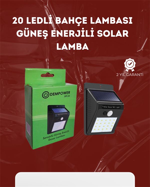 Su Geçirmez 20 LED Solar Aydınlatma | Dış Mekan için PIR Hareket Sensörü ile Akıllı Işık