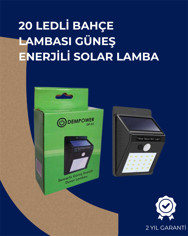 Solar Enerjili 20 LED Duvar Lambası | Hareket Sensörlü Su Geçirmez Kablo Gerektirmez