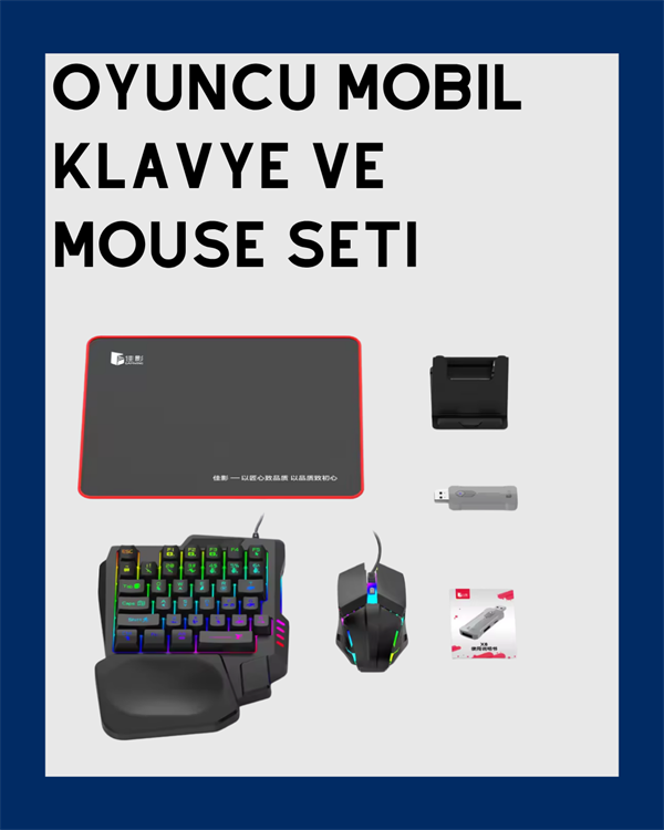 Android Uyumlu Klavye Mouse Oyun Seti – Gecikmesiz Bağlantı Tak-Çalıştır Özellikli