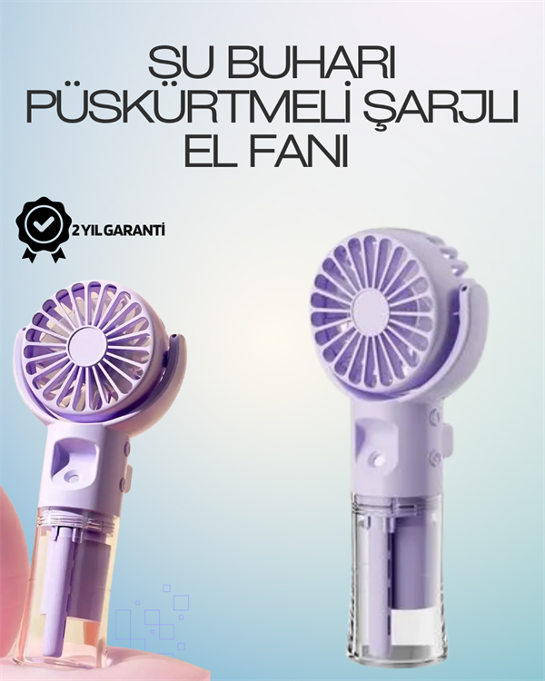 Şarjlı Buğu Fanı – Nemlendirici Sis Fonksiyonlu Tip-C Girişli Taşınabilir Masa Fanı