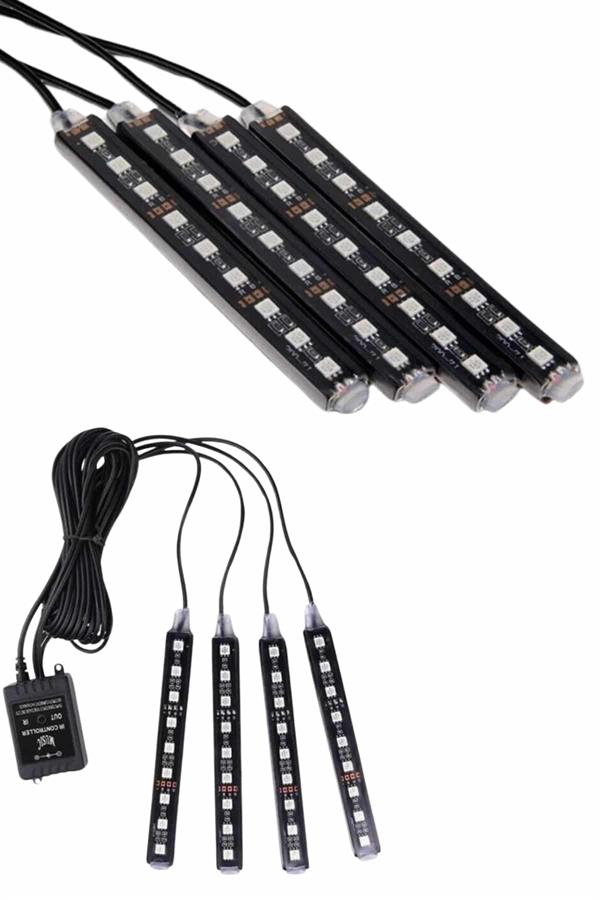 12 LED’li müzik kontrollü RGB şerit LED seti tam aradığınız ürün olabilir. Bu özel aydınlatma sistemi