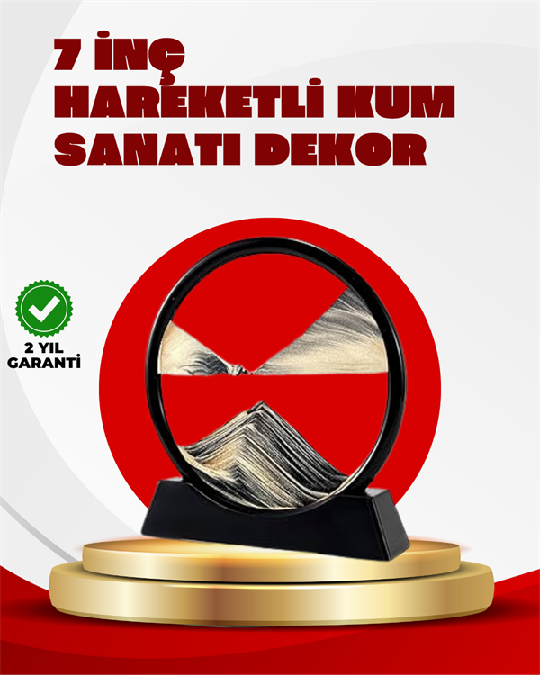 Rahatlatıcı Kum Sanatı – Yuvarlak Cam Çerçeveli Hareketli Kum Resmi Ofis ve Ev İçin Etkileşimli Masaüstü Süs