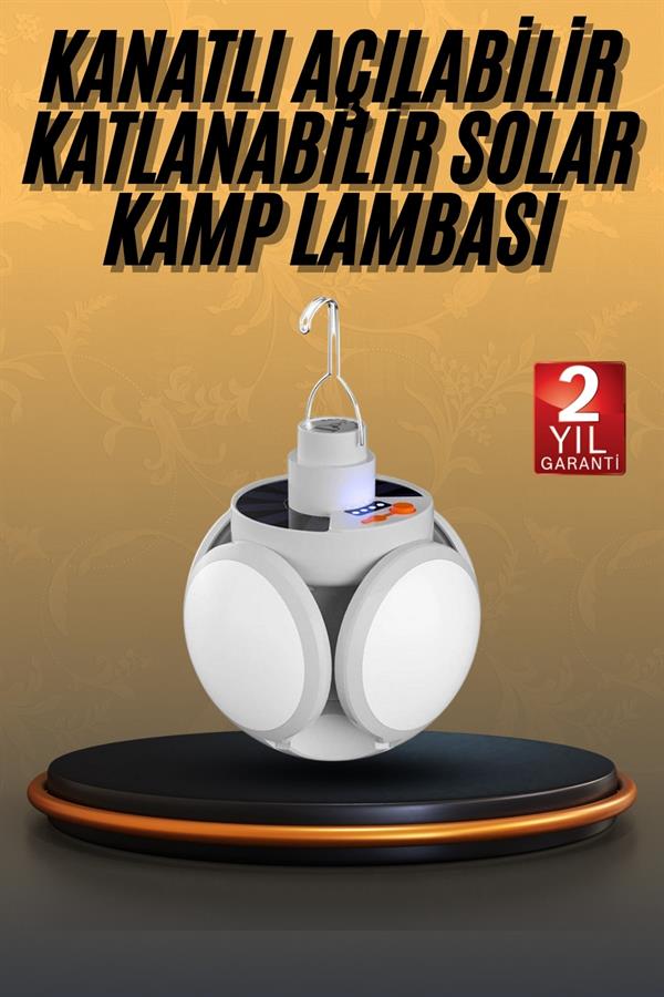 Solar Güneş Enerjisi ve USB Şarjlı 5 Kanatlı Taşınabilir Lamba – Çok Fonksiyonlu
