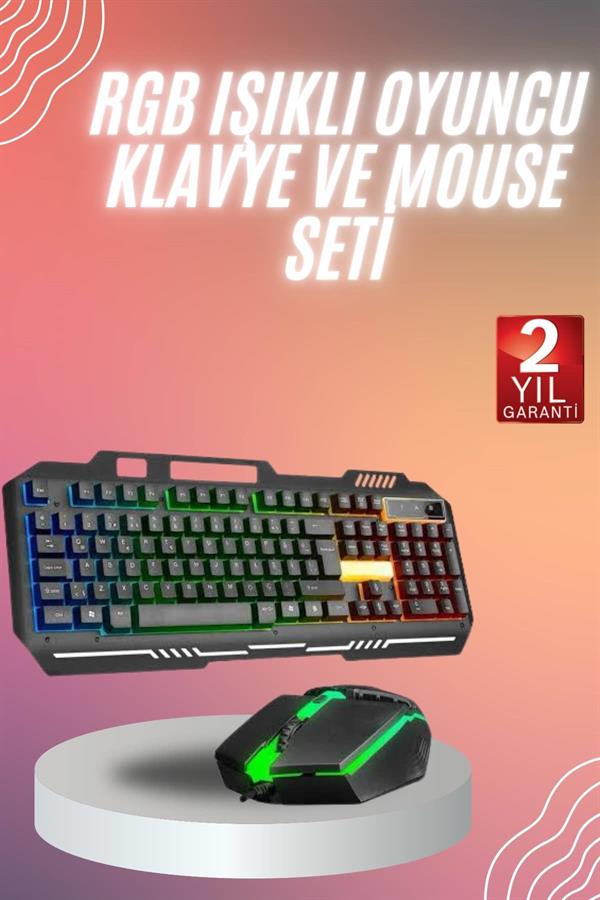 Gelişmiş LED Aydınlatmalı Mekanik Gaming Klavye ve Ergonomik Mouse Seti