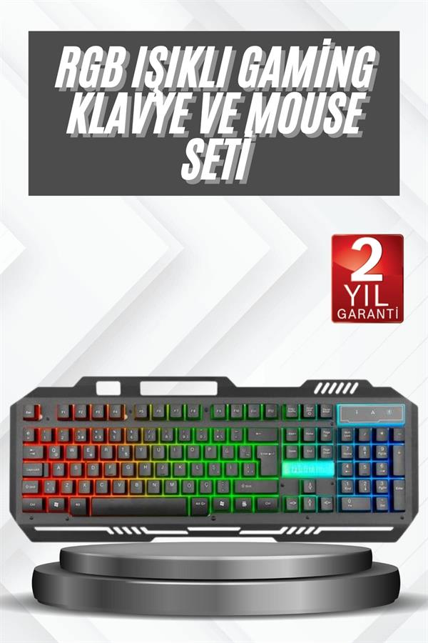 PG8018 LED Işıklı Mekanik Gaming Oyuncu Klavye ve Mouse seti