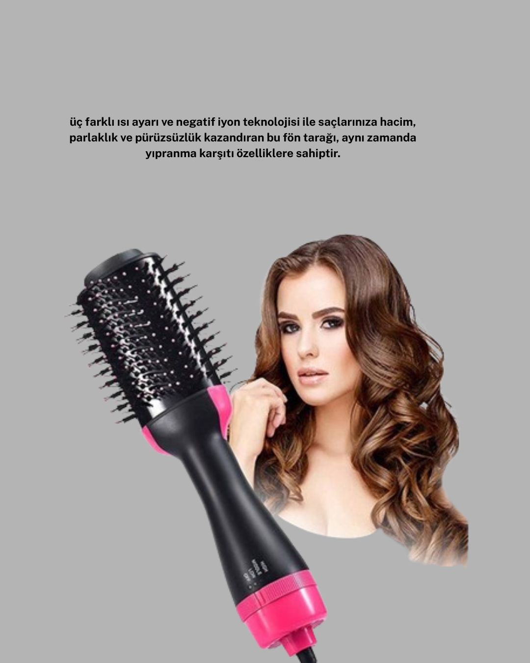 Saç şekillendirme artık kuaför konforunda!Bu 1200 Watt güçlü motorlu fön tarağı